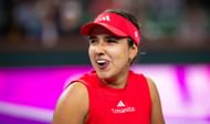 Osorio reacts after a point in the BNP Paribas Open - Day 1 - Source: Getty